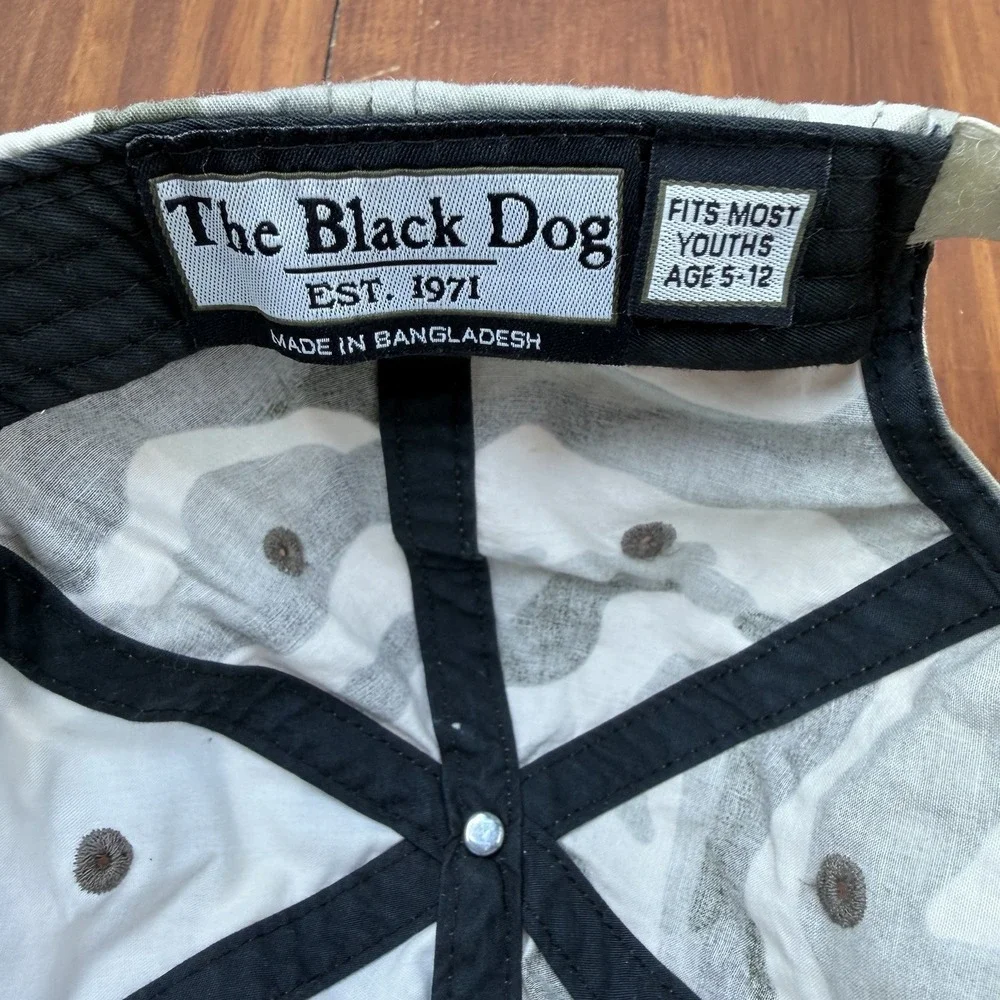 The Black Dog Youth Camo Baseball Cap Hat Kids Boys Girls 5-12 Strapback